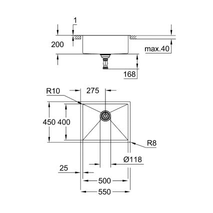 GROHE 31726SD0 - Køkkenvask K700 550 × 450 mm i rustfrit stål