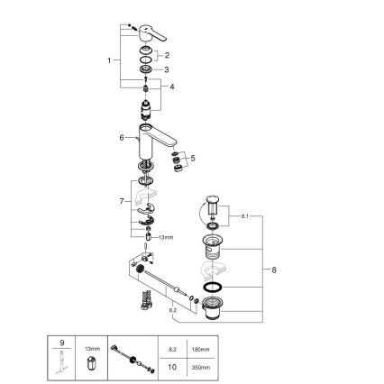 GROHE 32109GL1 - håndvaskarmatur LINEARE i guld