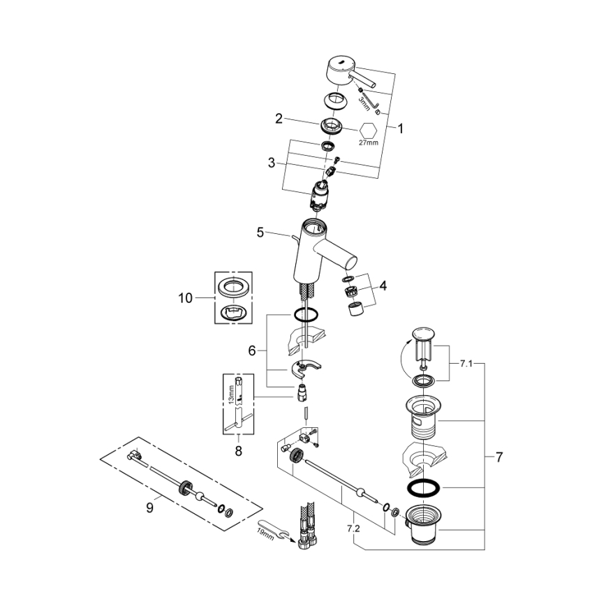 GROHE 32204001 - CONCETTO håndvaskarmatur DN 15, poleret krom