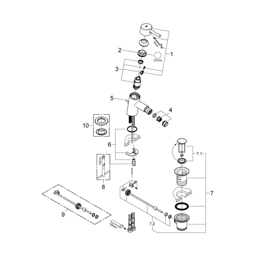 GROHE 32208001 - Bidetarmatur CONCETTO DN 15 poleret krom