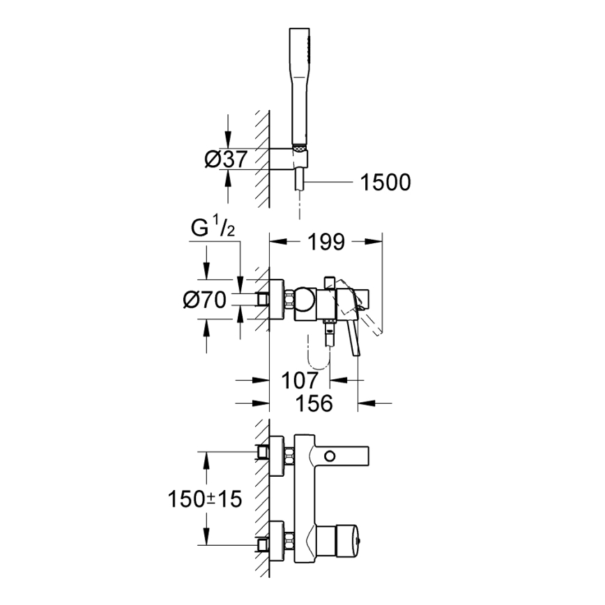 GROHE 32212001 - CONCETTO badekarbatteri, poleret krom