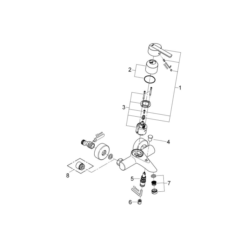 GROHE 32269000 - Badekarbatteri FEEL DN 15 poleret krom