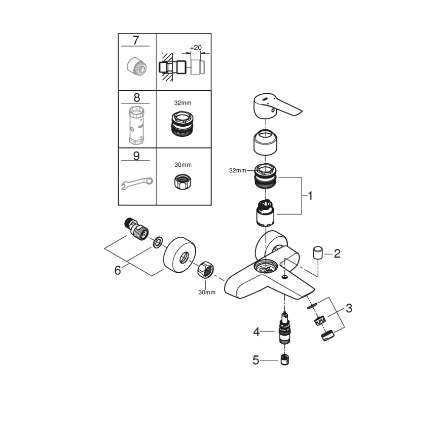 GROHE 322782432 - START badekarbatteri 188 mm sort