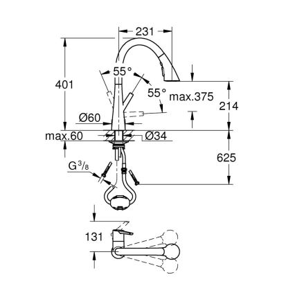 GROHE 32294DC2 - Køkkenbatteri ZEDRA i rustfrit stål
