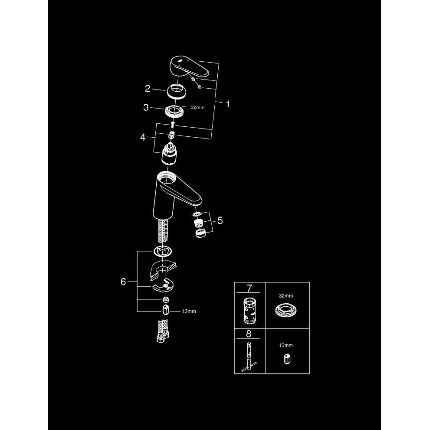 GROHE 3246920E - Håndvaskarmatur EURODISC COSMOPOLITAN størrelse S krom