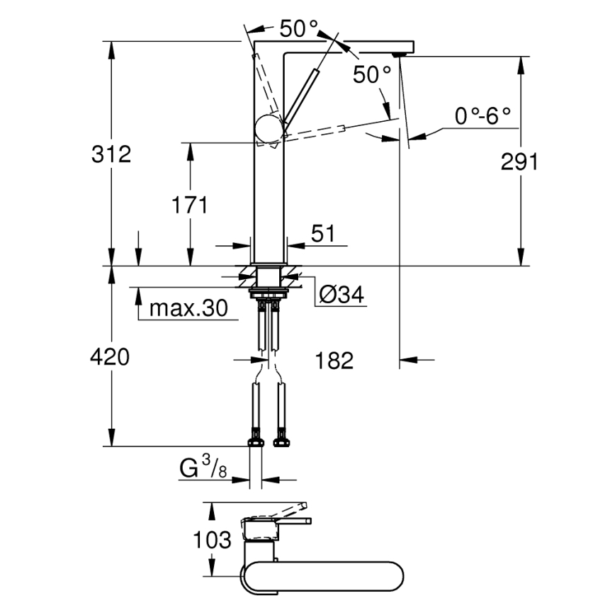 GROHE 32618003 - Håndvaskarmatur PLUS XL i poleret krom