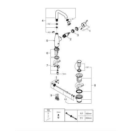 GROHE 32628001 - ESSENCE håndvaskarmatur, størrelse L, poleret krom