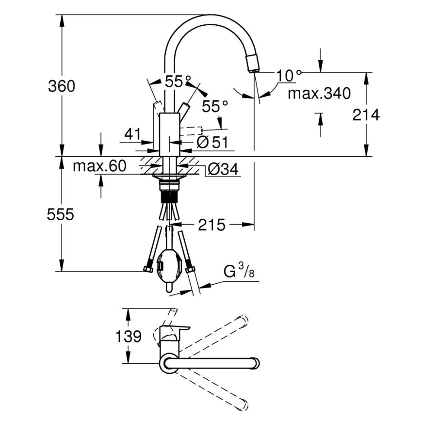 GROHE 32671002 - Køkkenarmatur FEEL i blank krom