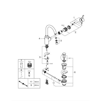 GROHE 32830001 - Håndvaskarmatur EUROSMART COSMOPOLITAN størrelse L krom