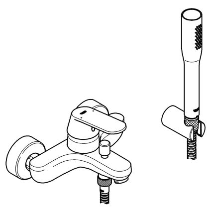 GROHE 32832000 - EUROSMART COSMOPOLITAN badekarbatteri i poleret krom