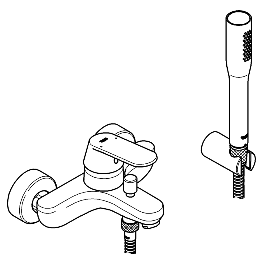 GROHE 32832000 - EUROSMART COSMOPOLITAN badekarbatteri i poleret krom