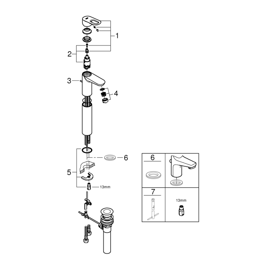 GROHE 32856000 - BAULOOP 12” vaskarmatur i poleret krom