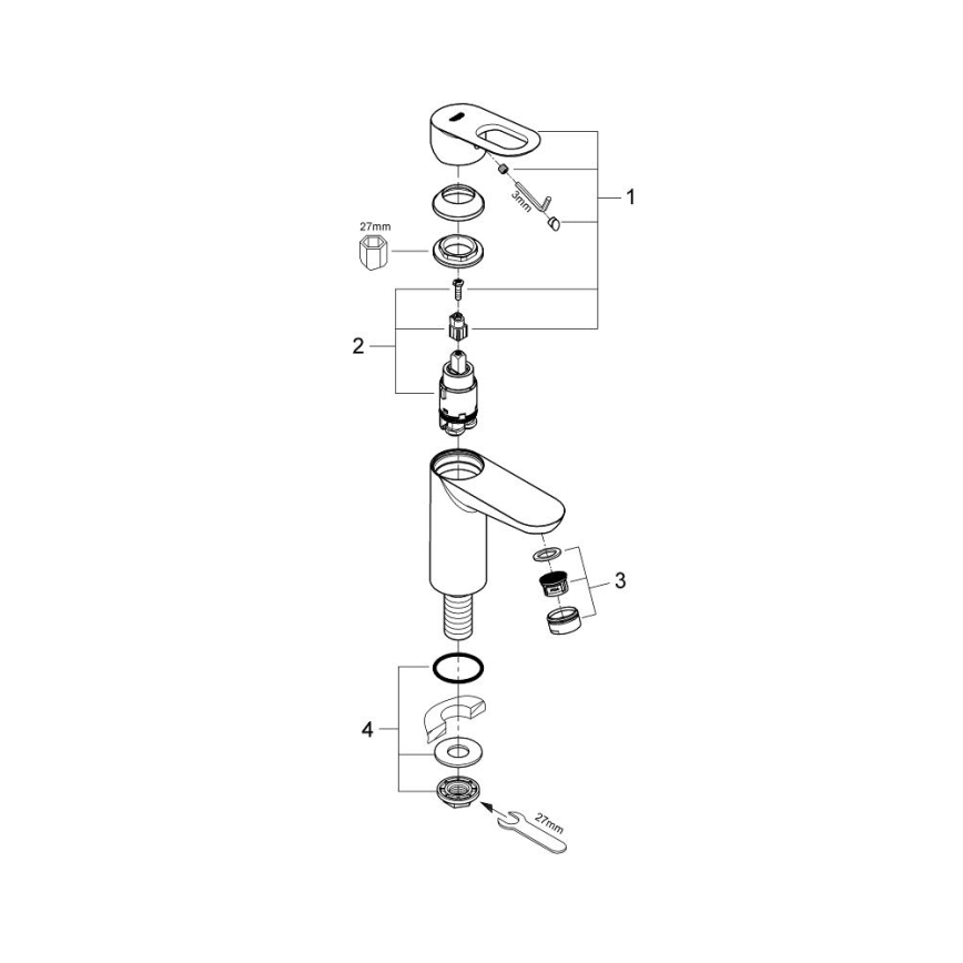 GROHE 32857000 - Stående ventil BAULOOP DN 15, poleret krom