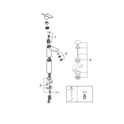 GROHE 32860001 - Håndvaskarmatur BAUEDGE 304 mm, blank krom