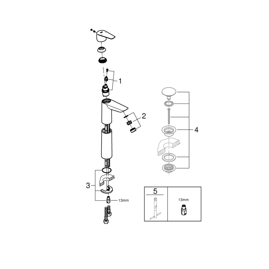 GROHE 32860001 - Håndvaskarmatur BAUEDGE 304 mm, blank krom