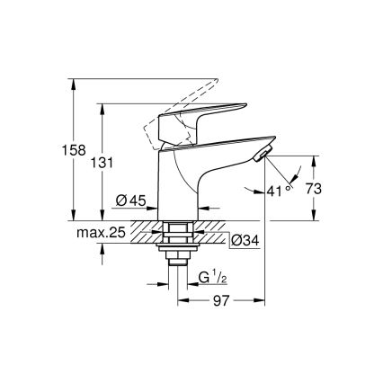 GROHE 32861001 - Bordsmonteret armatur BAUEDGE 131 mm poleret krom