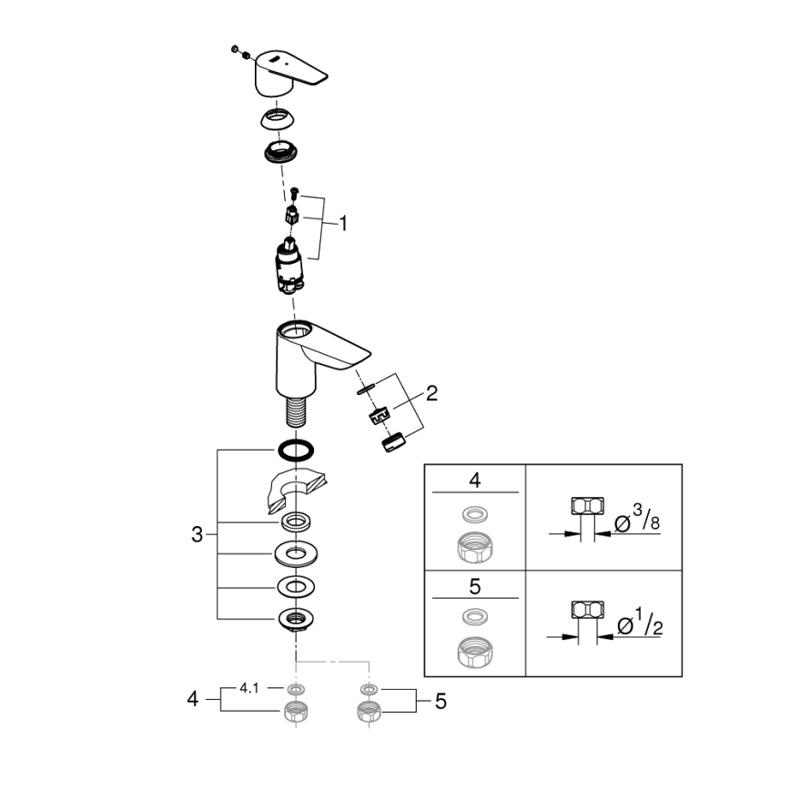 GROHE 32861001 - Stående armatur BAUEDGE 131 mm poleret krom