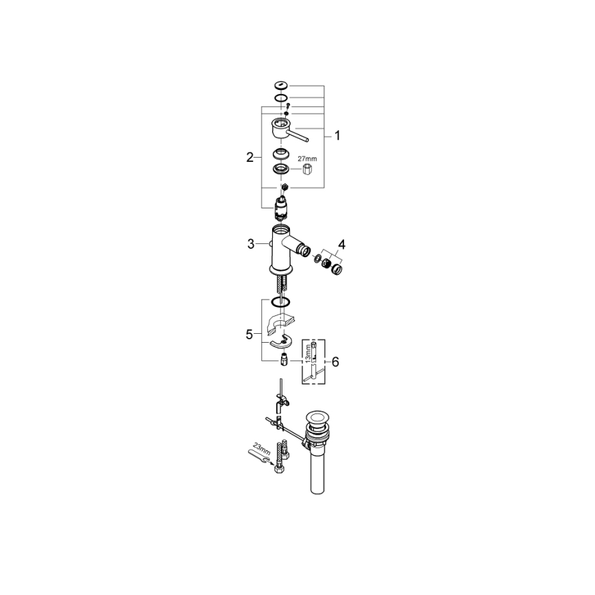 GROHE 32864000 - Bidetarmatur BAUCLASSIC, poleret krom