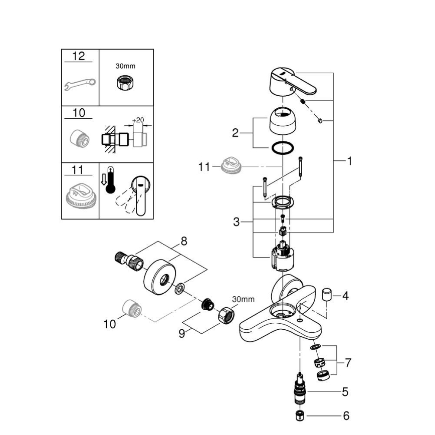 GROHE 32887000 - Badekararmatur GET DN 15, poleret krom