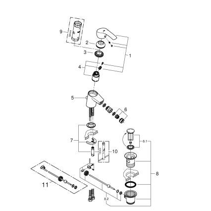 GROHE 32929002 - Bidetbatteri EUROSMART størrelse S blank krom
