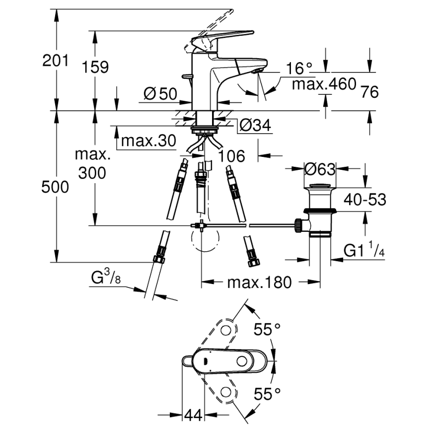 GROHE 33155002 - Håndvaskarmatur EUROPLUS DN 15 blank krom