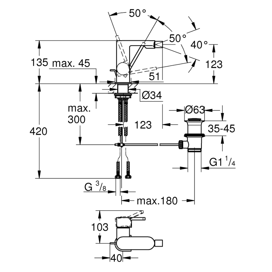 GROHE 33241003 - Bidetarmatur PLUS i poleret krom