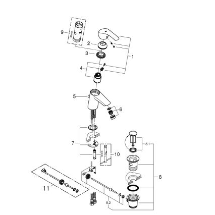 GROHE 33265002 - EUROSMART håndvaskarmatur DN 15, størrelse S, poleret krom