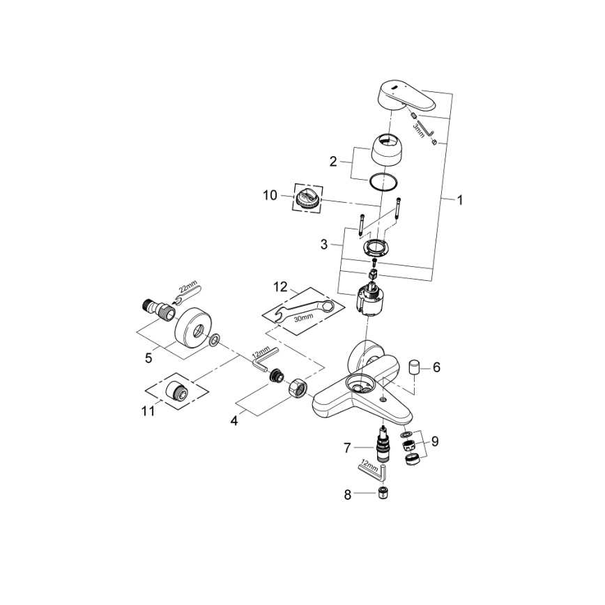 GROHE 33390002 - Badekararmatur EURODISC COSMOPOLITAN DN 15, poleret krom