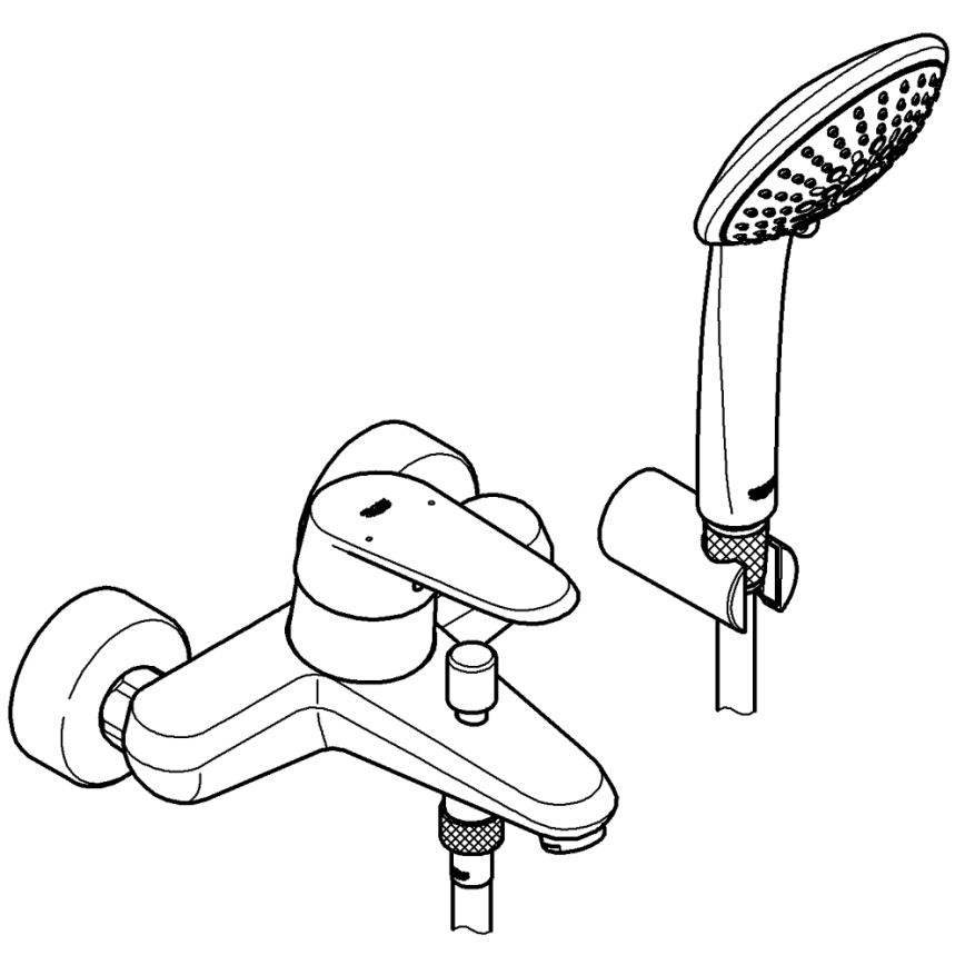 GROHE 33395002 - Badekarsæt med blandingsbatteri EURODISC COSMOPOLITAN, blank krom