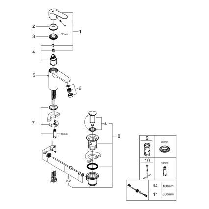 GROHE 3355220E - Håndvaskarmatur EUROSTYLE COSMOPOLITAN størrelse S krom