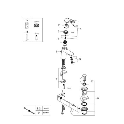 GROHE 33558LS3 - Håndvaskarmatur EUROSTYLE, størrelse S, hvid