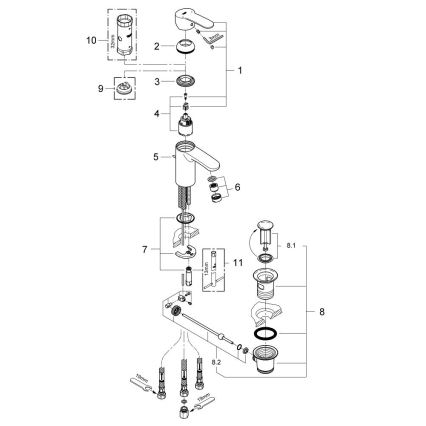 GROHE 33561002 - Håndvaskarmatur EUROSTYLE COSMOPOLITAN DN 15, poleret krom