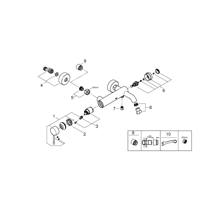 GROHE 33624DL1 - Badekarbatteri ESSENCE 193 mm, børstet kobber