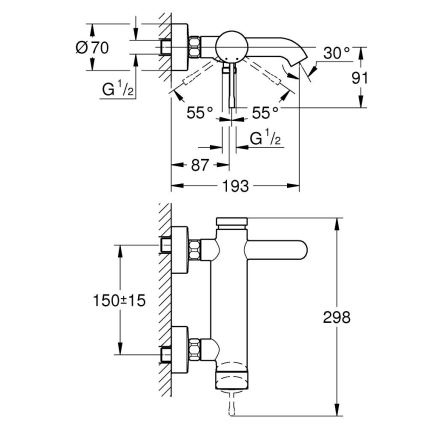 GROHE 33624GN1 - ESSENCE badebatteri til kar, 193 mm, børstet guld