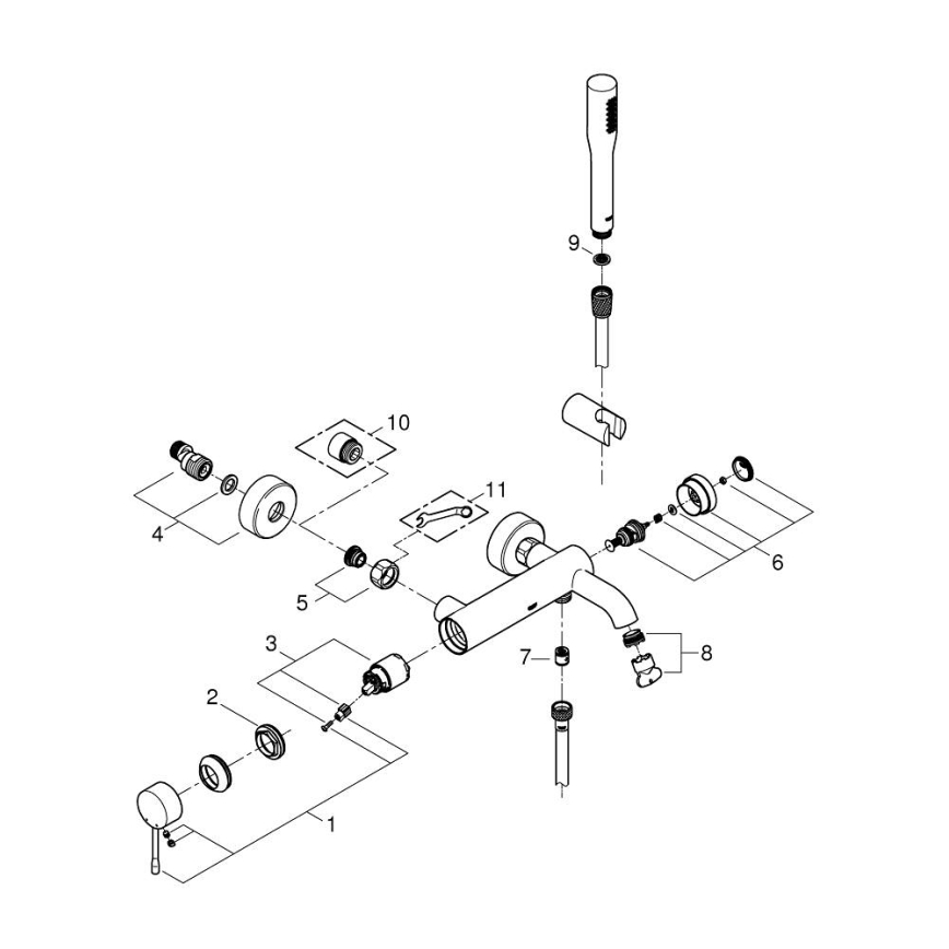 GROHE 33628001 - Badekarssæt med ESSENCE blandingsbatteri DN 15, poleret krom