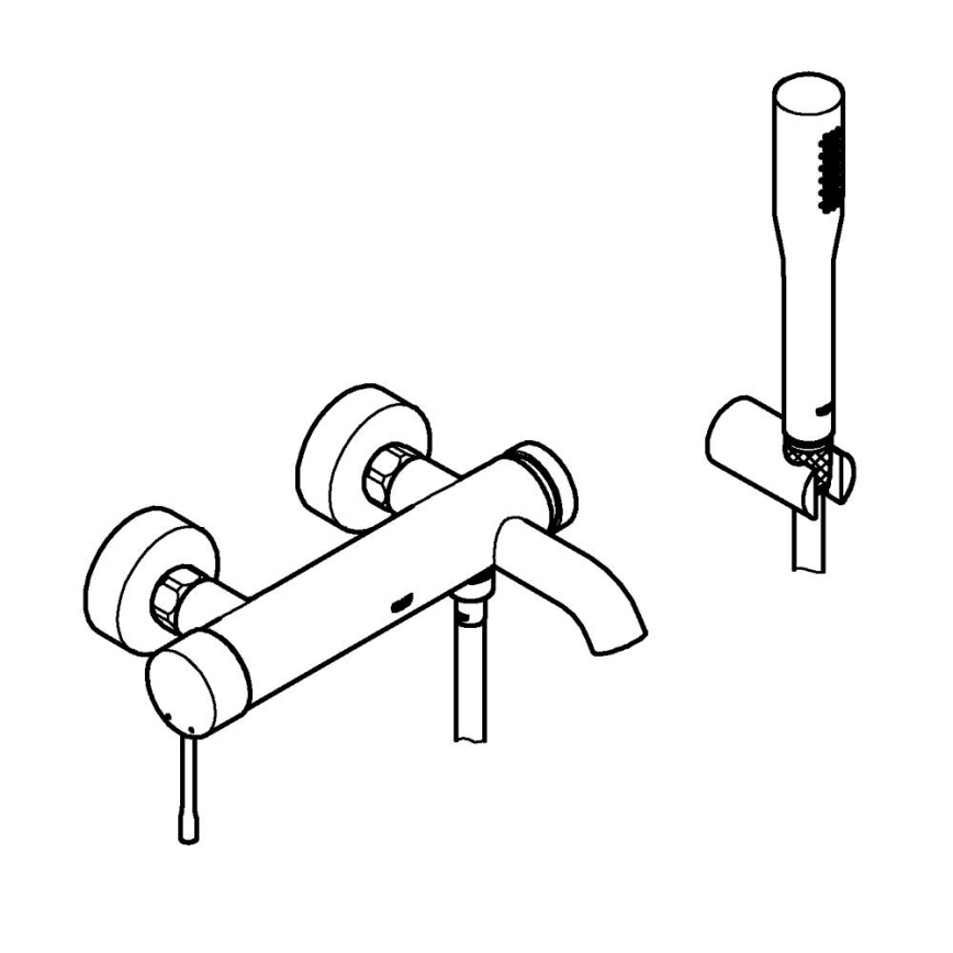 GROHE 33628001 - Badekarssæt med ESSENCE blandingsbatteri DN 15, poleret krom
