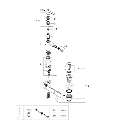 GROHE 33848AL1 - Bidetarmatur LINEARE størrelse S grafit