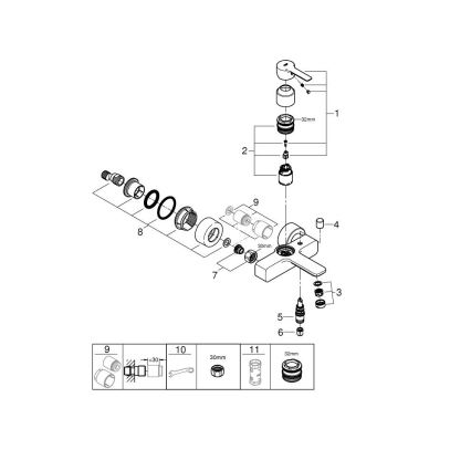 GROHE 33849001 - Badekarbatteri LINEARE DN 15 blank krom