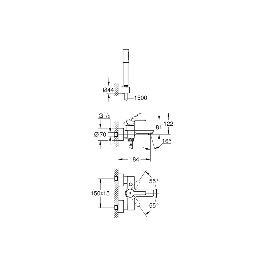 GROHE 33850001 - Badekarsbatteri LINEARE DN 15 poleret krom