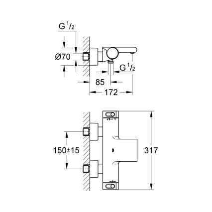 GROHE 34174001 - Termostatisk karbatteri GROHTHERM 2000 172 mm blank krom