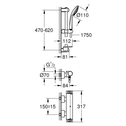GROHE 34195001 - Termostatbatteri GROHTHERM 2000 med EUPHORIA 110-brusersæt, krom