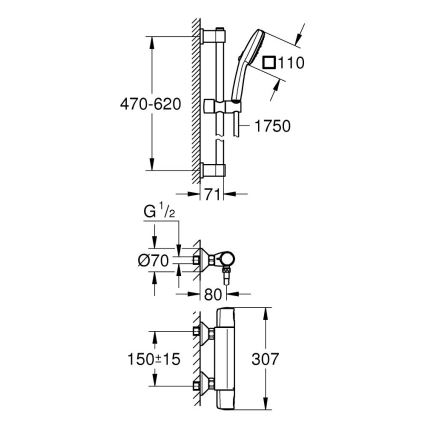 GROHE 34237003 - Termostatisk brusearmatur PRECISION TREND 150 mm krom