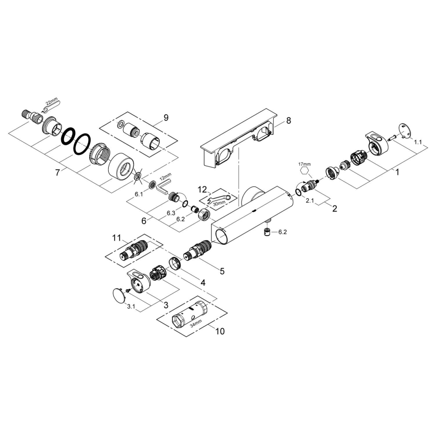 GROHE 34469001 - Termostatisk brusearmatur GROHTHERM 2000 DN 15 krom