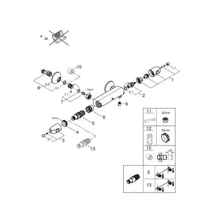 GROHE 34550000 - Termostatisk bruserarmatur GROHTHERM 1000 DN 15 forkromet