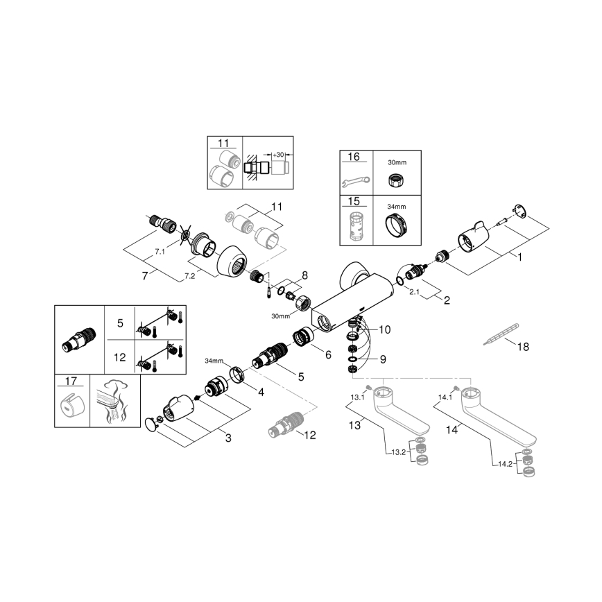 GROHE 34666000 - Termostatisk medicinsk armatur DN 15 i poleret krom