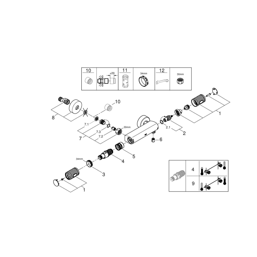 GROHE 34790000 - Termostatisk brusebatteri PRECISION FEEL DN 15 krom