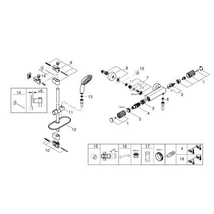 GROHE 34791001 - PRECISION FEEL termostatisk brusesæt 600 mm, krom