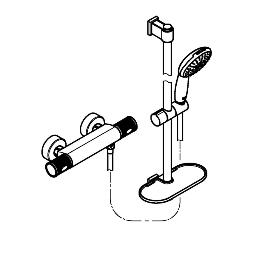 GROHE 34791001 - PRECISION FEEL termostatisk brusesæt 600 mm, krom