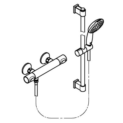 GROHE 34800001 - Brusesæt med termostatisk brusearmatur PRECISION FLOW 600 mm, poleret krom