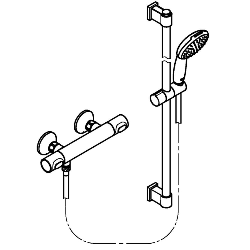 GROHE 34805001 - Brusesæt med termostatisk armatur PRECISION FLOW DN 15 i poleret krom